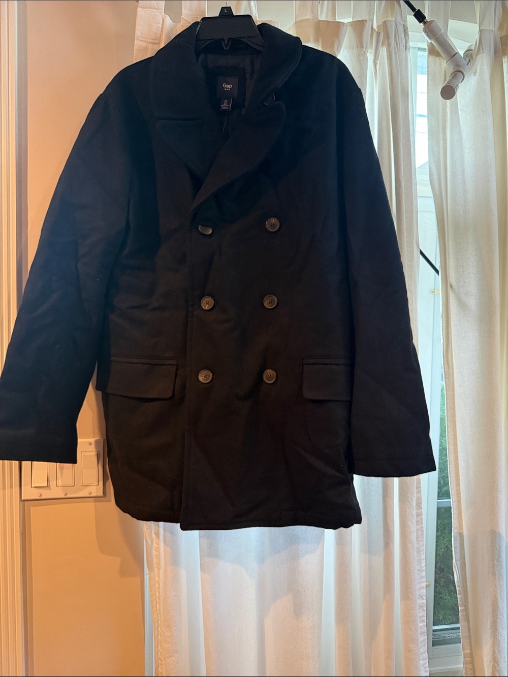 GAP Black Double-Breasted Peacoat
